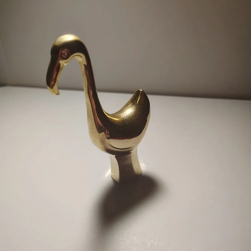 Vintage Chrome Swan Goose Finial Rhinestone Eye Mid Century Decorative Topper